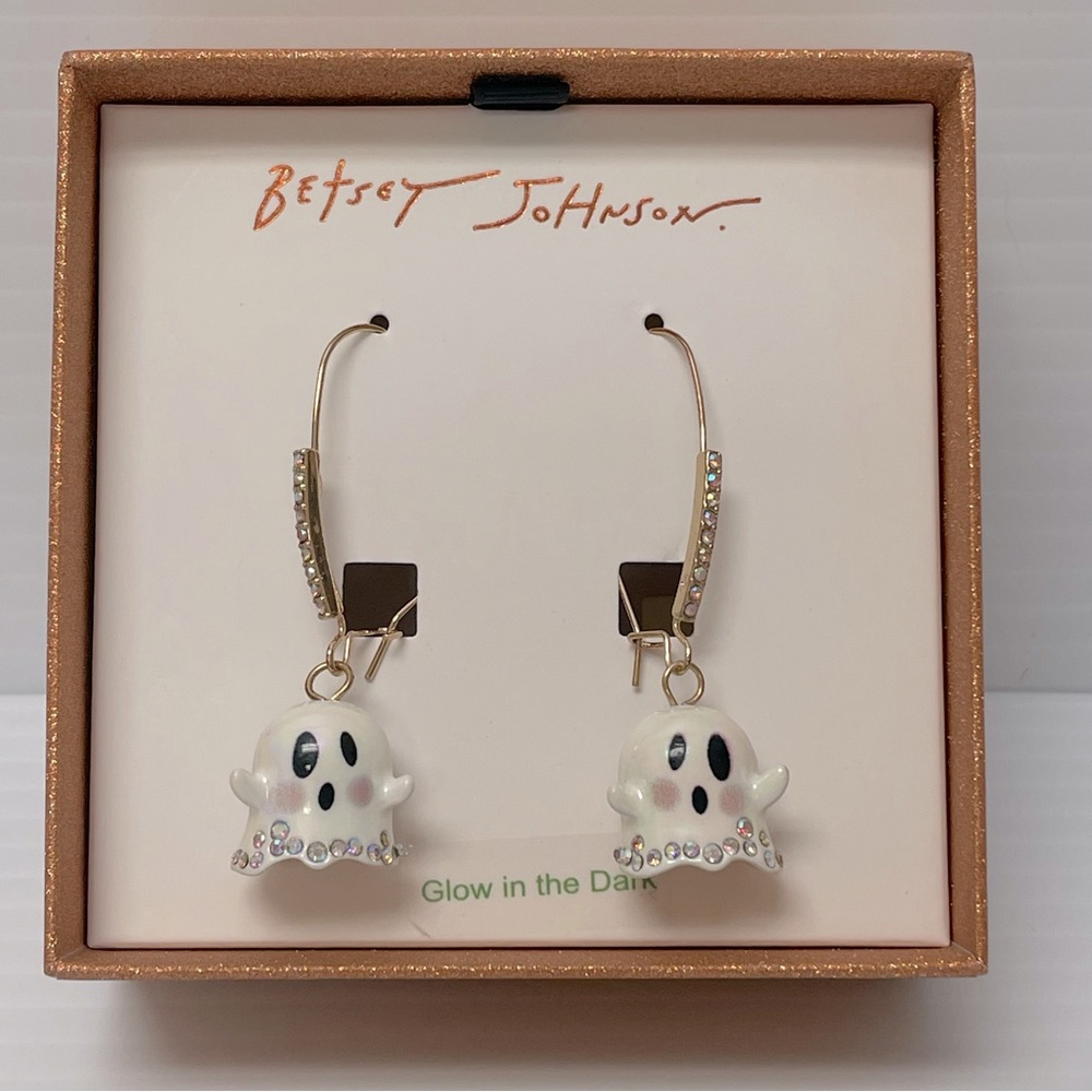 NWT Betsey Johnson Glow In The Dark Ghost Drop Earrings